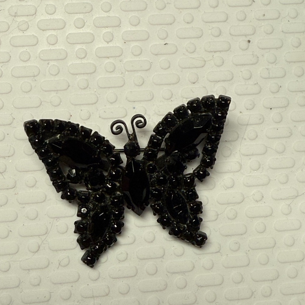 Elegant Black Butterfly Brooch
